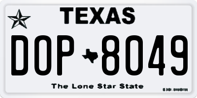TX license plate DOP8049