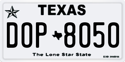 TX license plate DOP8050