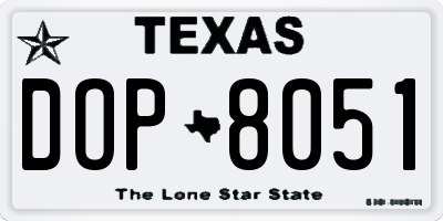 TX license plate DOP8051