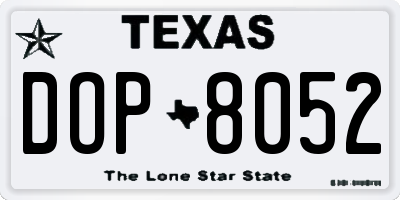 TX license plate DOP8052