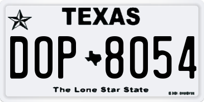 TX license plate DOP8054