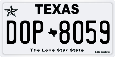 TX license plate DOP8059