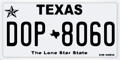 TX license plate DOP8060