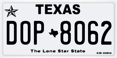TX license plate DOP8062