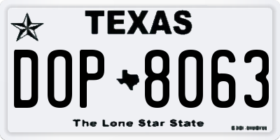 TX license plate DOP8063