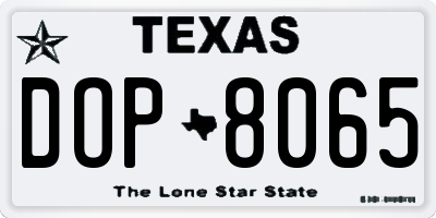 TX license plate DOP8065