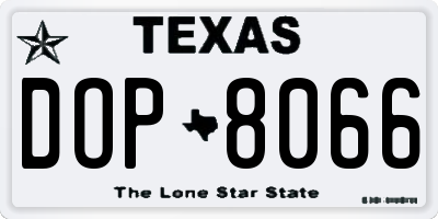 TX license plate DOP8066