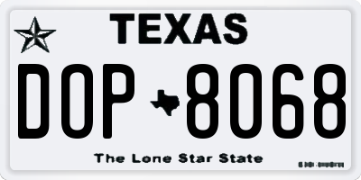 TX license plate DOP8068