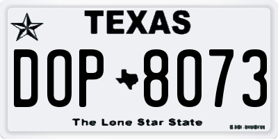 TX license plate DOP8073