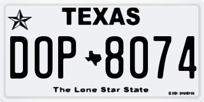 TX license plate DOP8074
