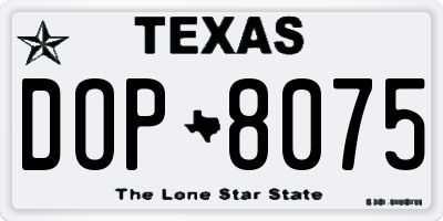 TX license plate DOP8075