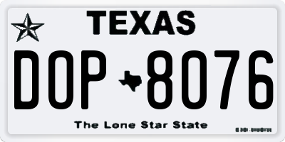 TX license plate DOP8076