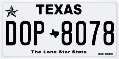 TX license plate DOP8078