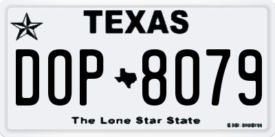 TX license plate DOP8079