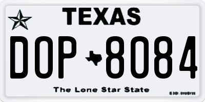 TX license plate DOP8084