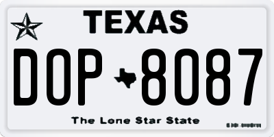 TX license plate DOP8087