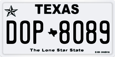 TX license plate DOP8089
