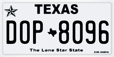 TX license plate DOP8096