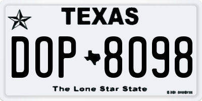 TX license plate DOP8098