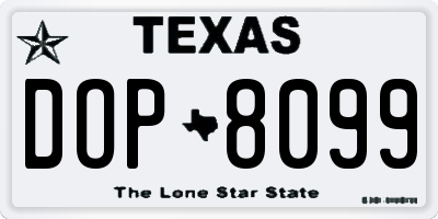 TX license plate DOP8099