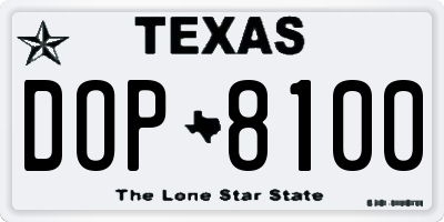 TX license plate DOP8100