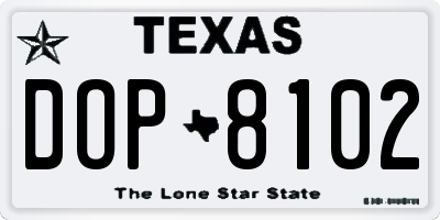 TX license plate DOP8102
