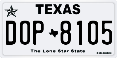 TX license plate DOP8105