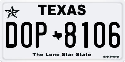TX license plate DOP8106