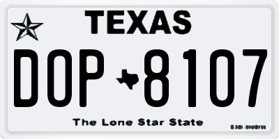 TX license plate DOP8107
