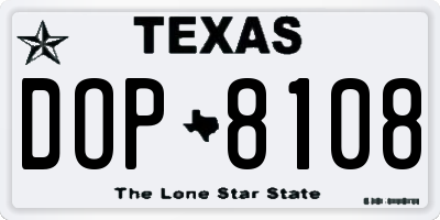 TX license plate DOP8108