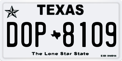 TX license plate DOP8109