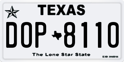 TX license plate DOP8110