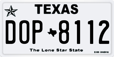 TX license plate DOP8112