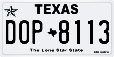 TX license plate DOP8113