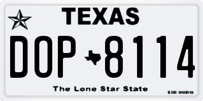 TX license plate DOP8114