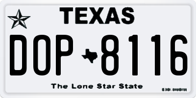 TX license plate DOP8116