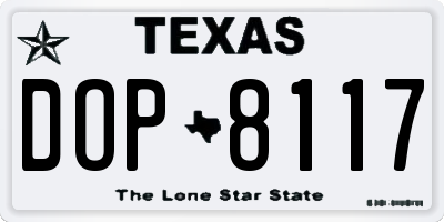 TX license plate DOP8117