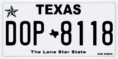 TX license plate DOP8118