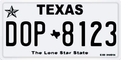 TX license plate DOP8123
