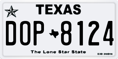 TX license plate DOP8124