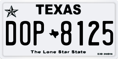 TX license plate DOP8125