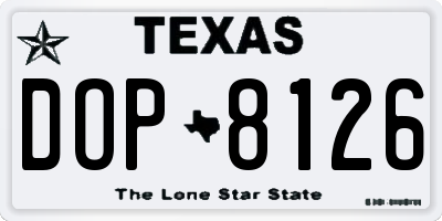 TX license plate DOP8126