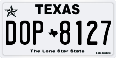 TX license plate DOP8127