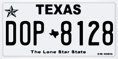 TX license plate DOP8128