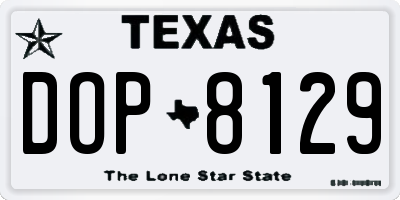 TX license plate DOP8129