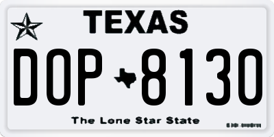 TX license plate DOP8130