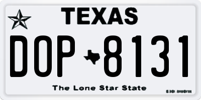 TX license plate DOP8131