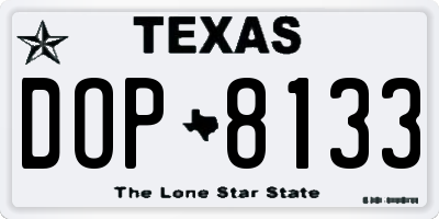 TX license plate DOP8133