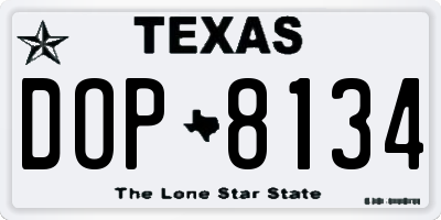 TX license plate DOP8134