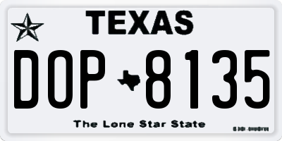 TX license plate DOP8135
